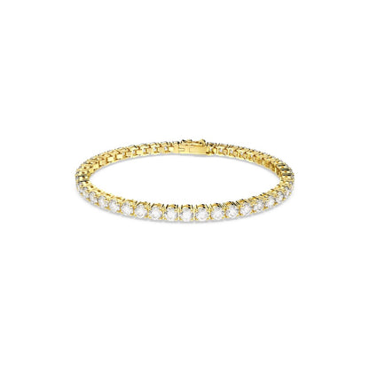 Matrix Tennis Armband, Rundschliff, Weiß, Goldlegierungsschicht