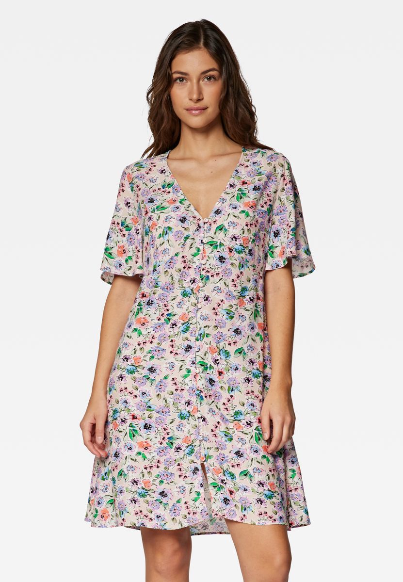 SHORT SLEEVE WOVEN DRESS