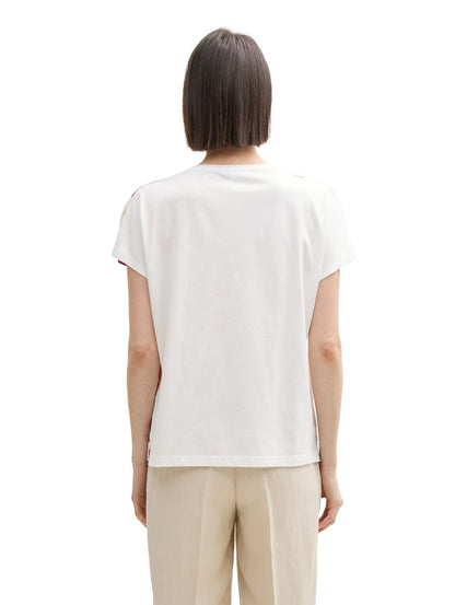 T-Shirt im Material-Mix