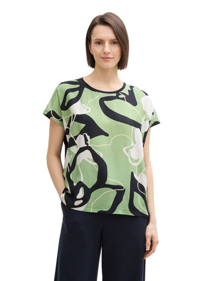 T-Shirt im Material-Mix