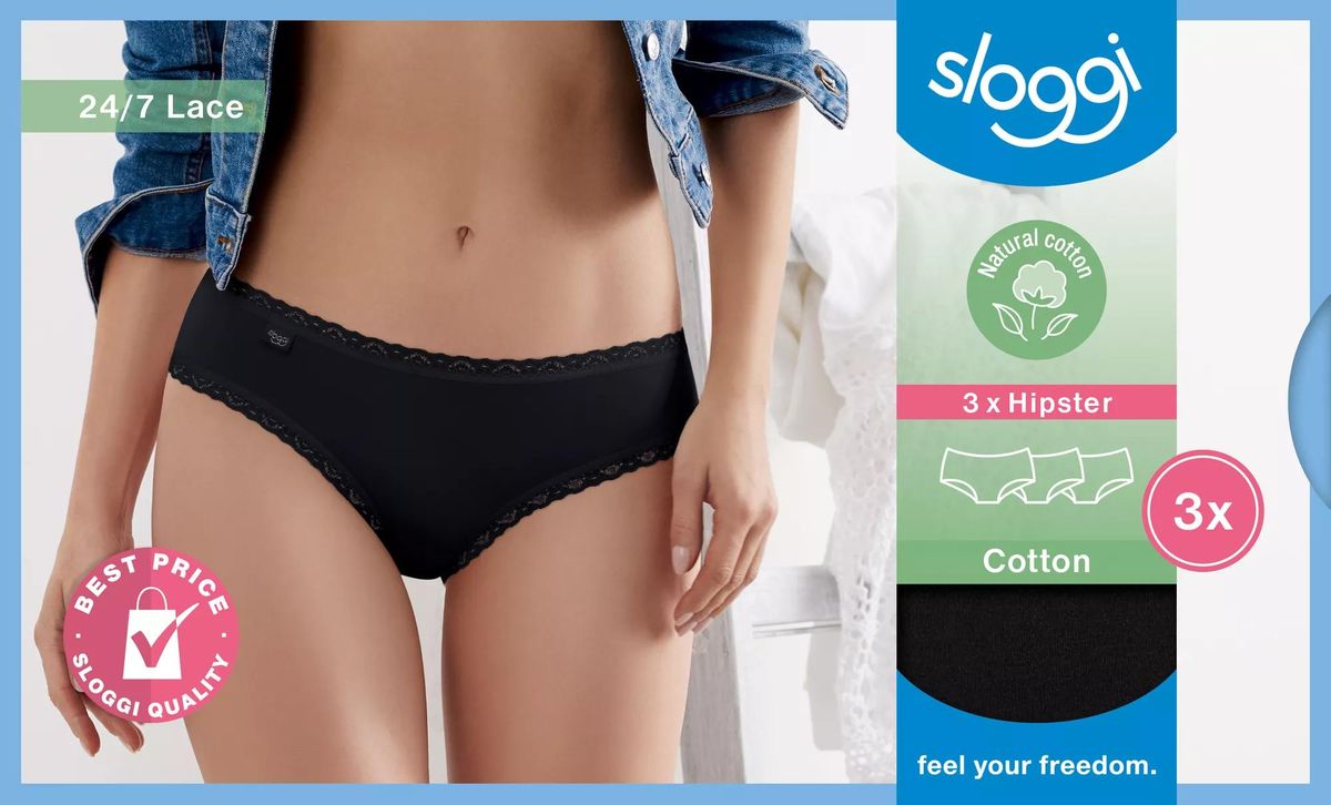 sloggi 24/7 Cotton Lace Hipster C3P