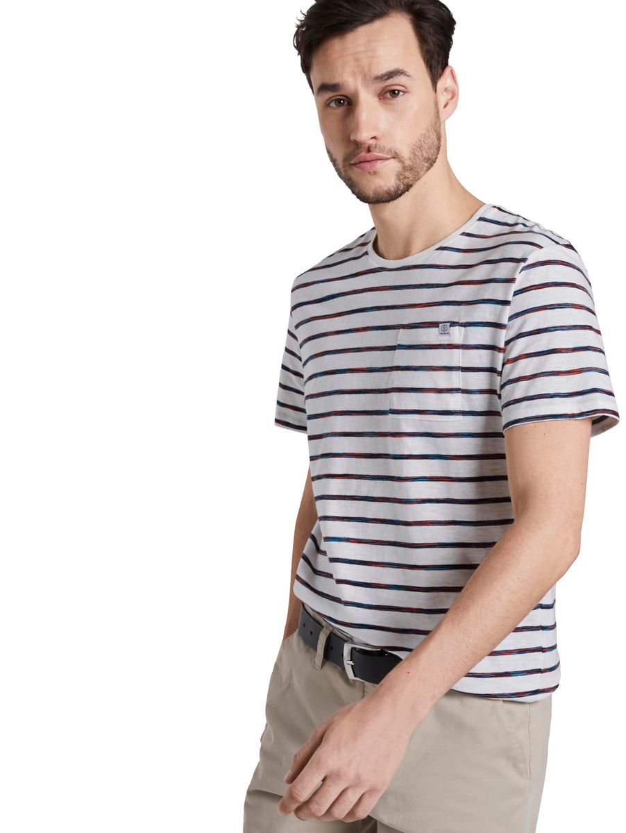 Gestreiftes T-Shirt mit Brusttasche