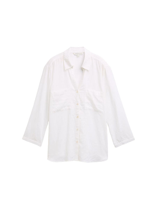 Hemdbluse mit Leinenanteil