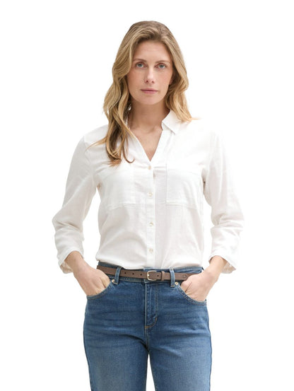 Hemdbluse mit Leinenanteil