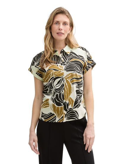 Loose Fit Bluse mit Leinenanteil