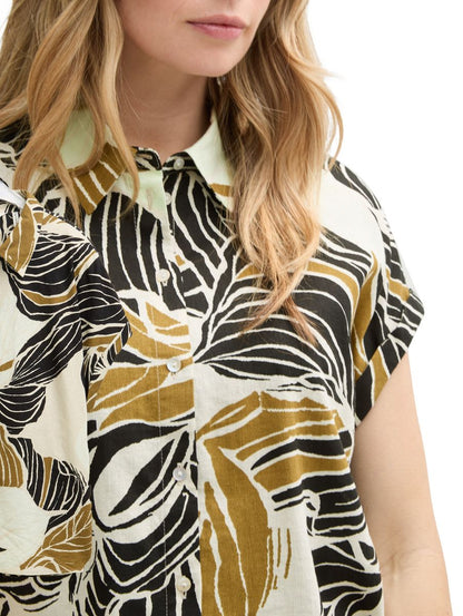 Loose Fit Bluse mit Leinenanteil