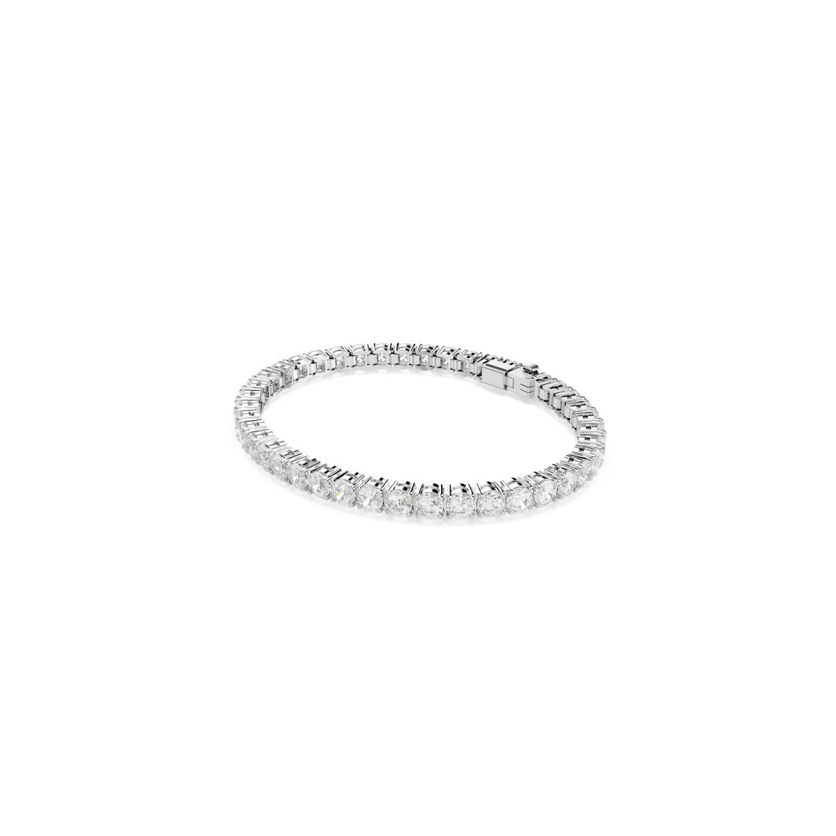 Matrix Tennis Armband, Rundschliff, Weiß, Rhodiniert